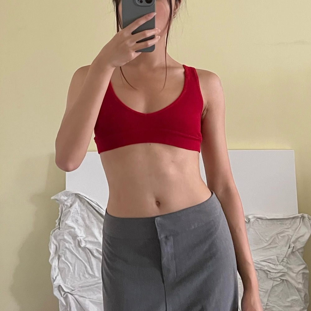 ribbed red tank crop top